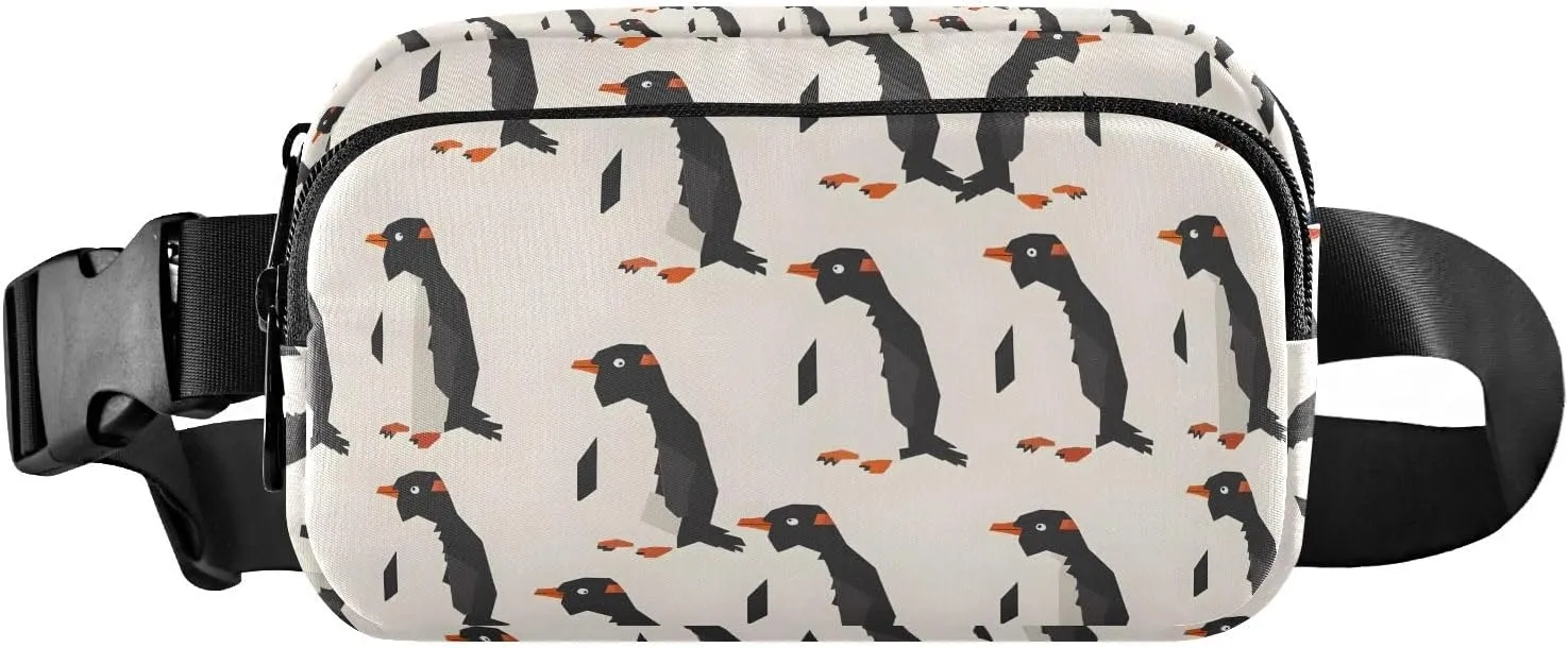 Penguin Pixel Style Fanny Pack for Women Men, Crossbody Waist Packs with Adjustable Strap Belt bag for Travel Workout Hiking