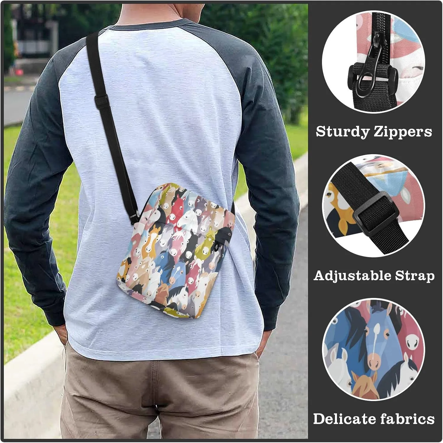 Poeticcity Crossbody Phone Bag, Small Messenger Shoulder Bag, Cash Handbag Wallet Purse