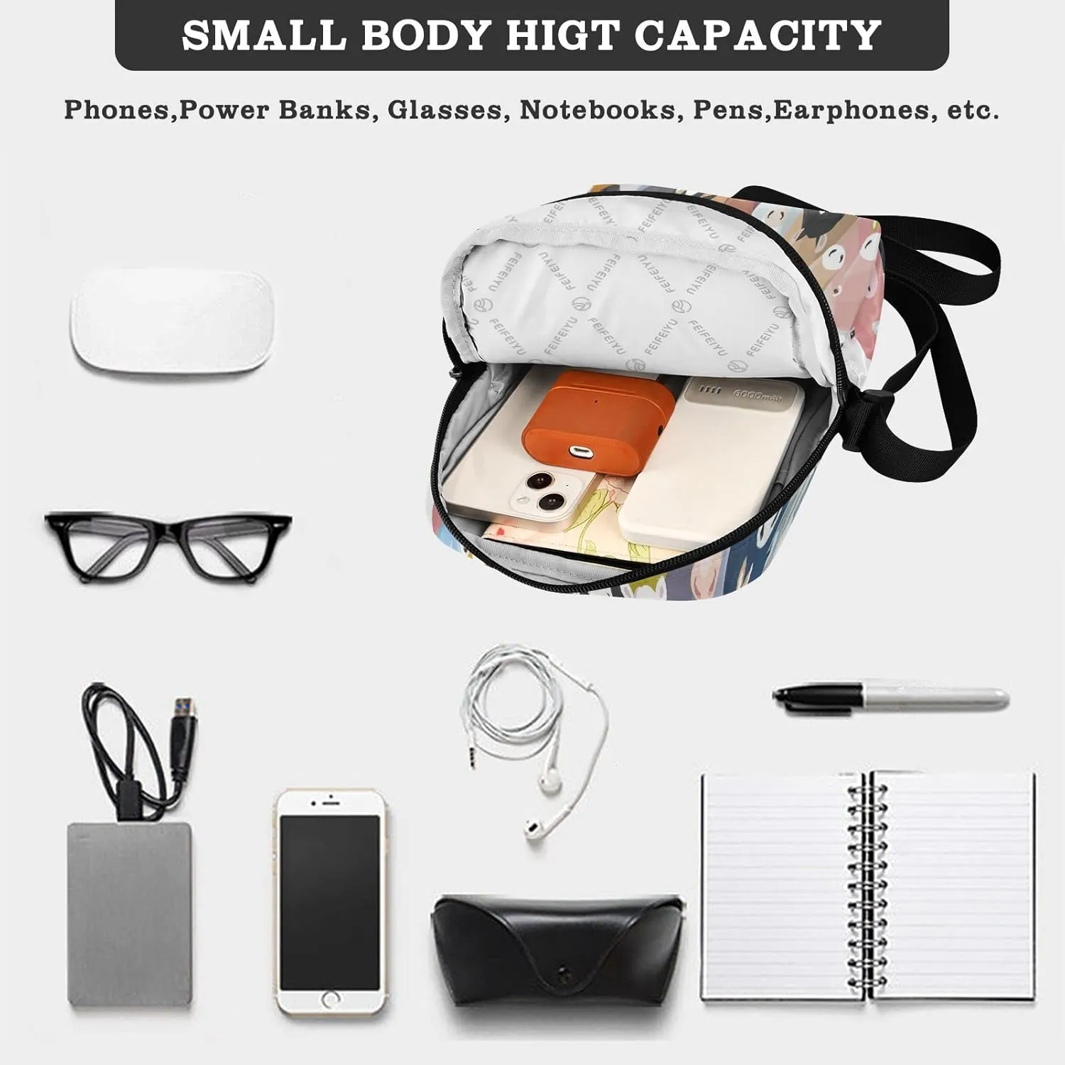 Poeticcity Crossbody Phone Bag, Small Messenger Shoulder Bag, Cash Handbag Wallet Purse