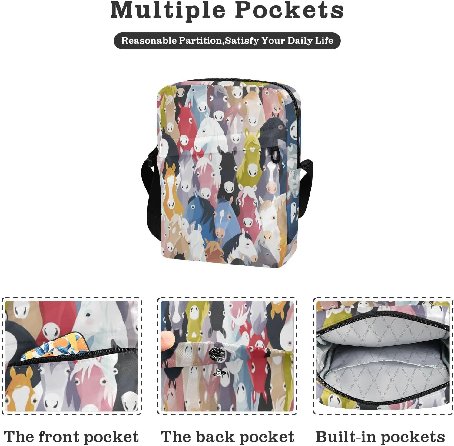 Poeticcity Crossbody Phone Bag, Small Messenger Shoulder Bag, Cash Handbag Wallet Purse