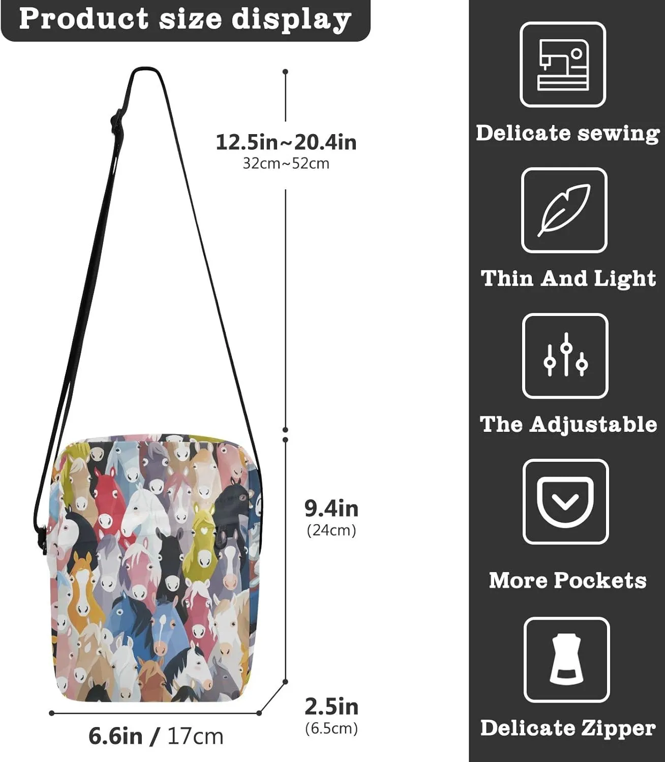 Poeticcity Crossbody Phone Bag, Small Messenger Shoulder Bag, Cash Handbag Wallet Purse