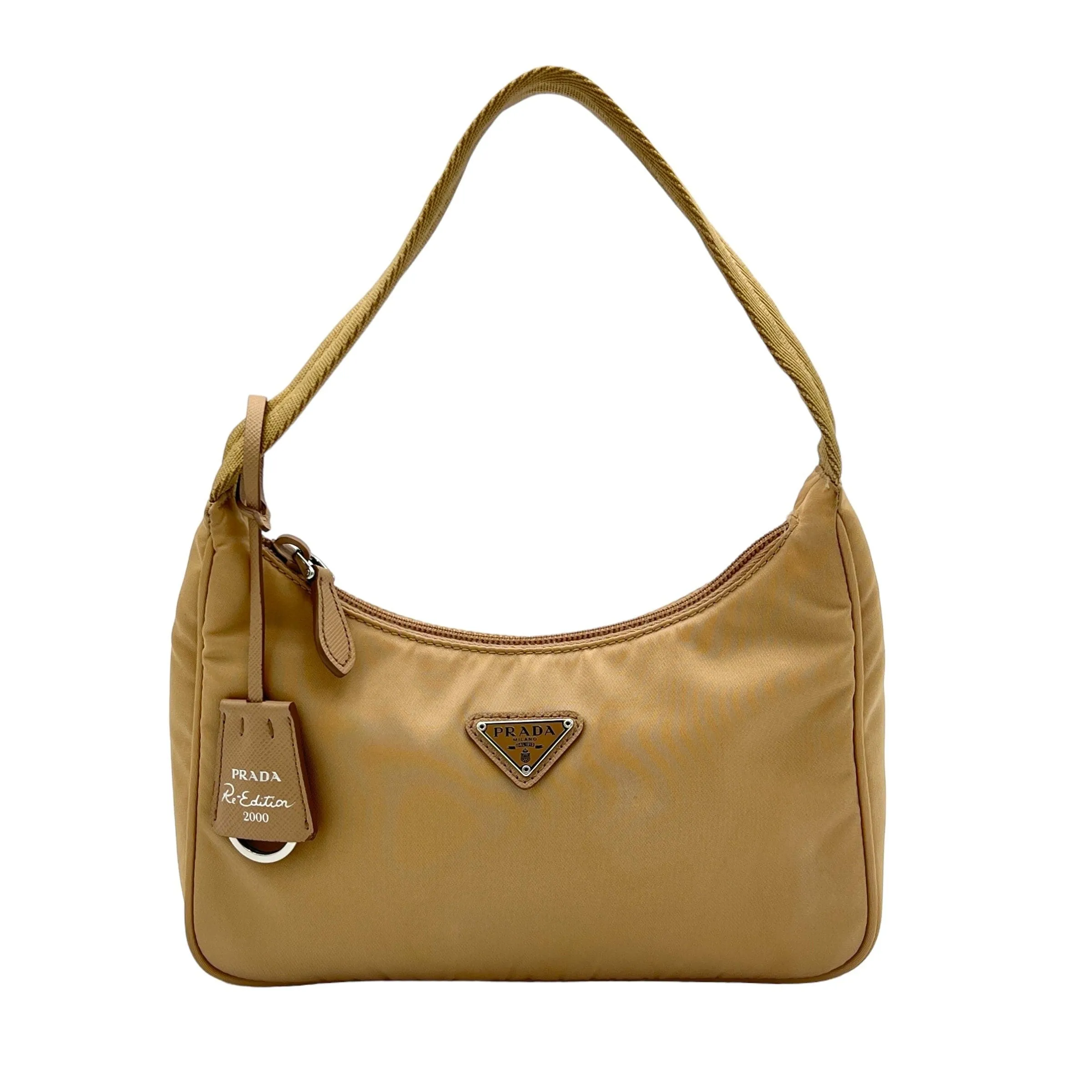 Prada  Re-edition 2000 Beige Shoulder bag in Re-Nylon, Silver Hardware S2405016AN