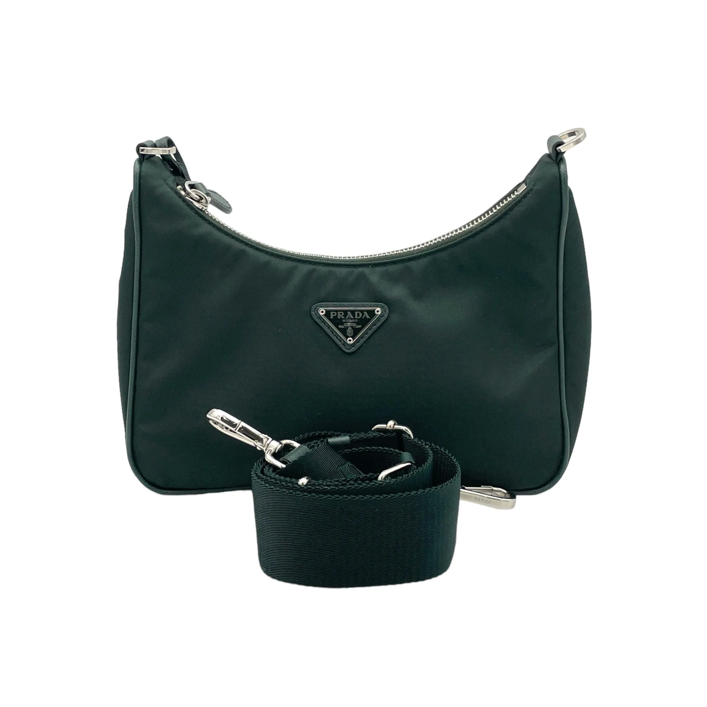 Prada  Re-edition 2005 Dark Green Crossbody bag in Re-Nylon, Silver Hardware S2405641VZ