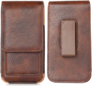 Premium Leather Phone Holster for Samsung Galaxy M01 Core Belt Clip Pouch Carrying Case for Samsung Galaxy A01 Core 5.3" Waist Bag with Card Holder & Rotate Clip - Brown