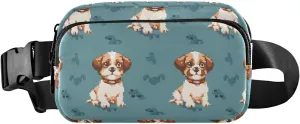 Puppy Pixel Style Fanny Pack for Women Men, Crossbody Waist Packs with Adjustable Strap Belt bag for Travel Workout Hiking