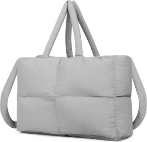 Quilted Puffer Tote Bag for Women Soft Puffy Hobo Crossbody Handbags Purse Lightweight Shoulder Bag