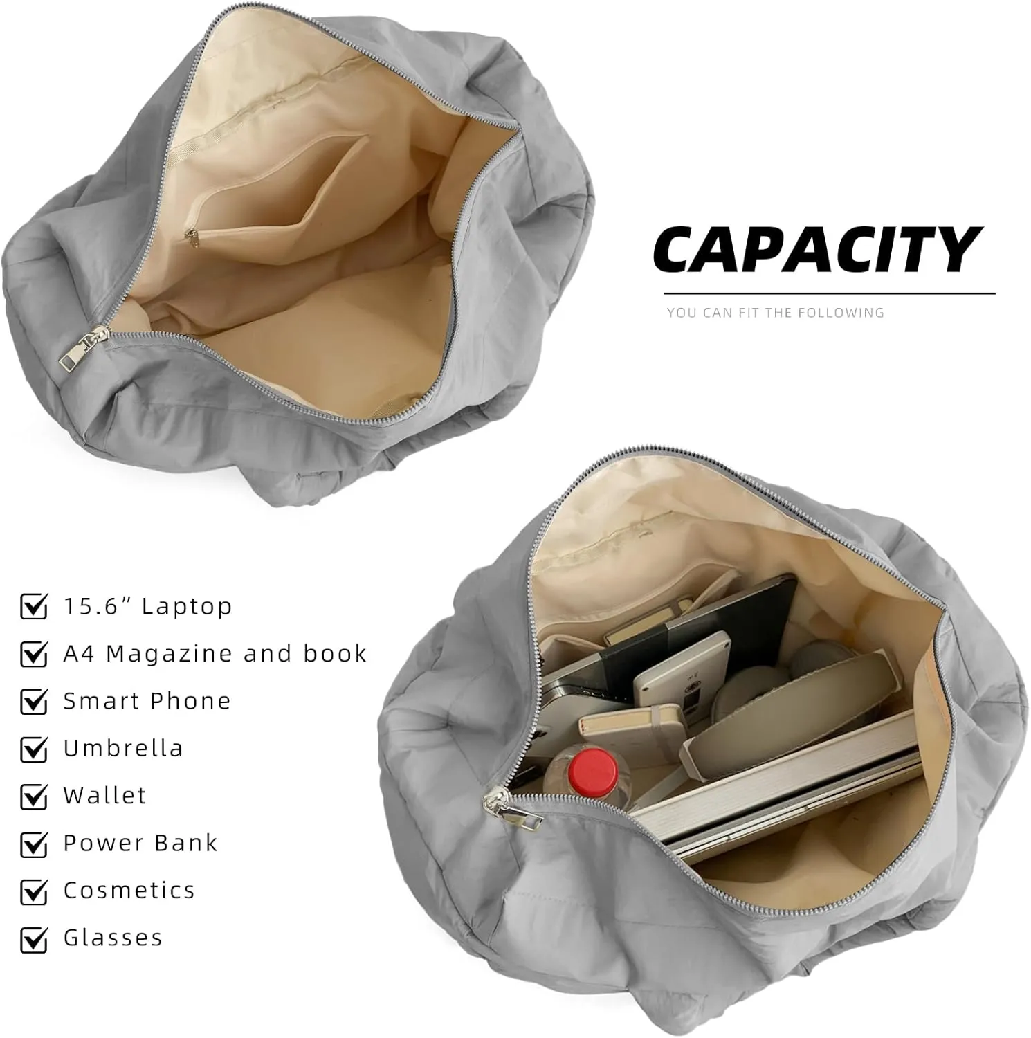 Quilted Puffer Tote Bag for Women Soft Puffy Hobo Crossbody Handbags Purse Lightweight Shoulder Bag