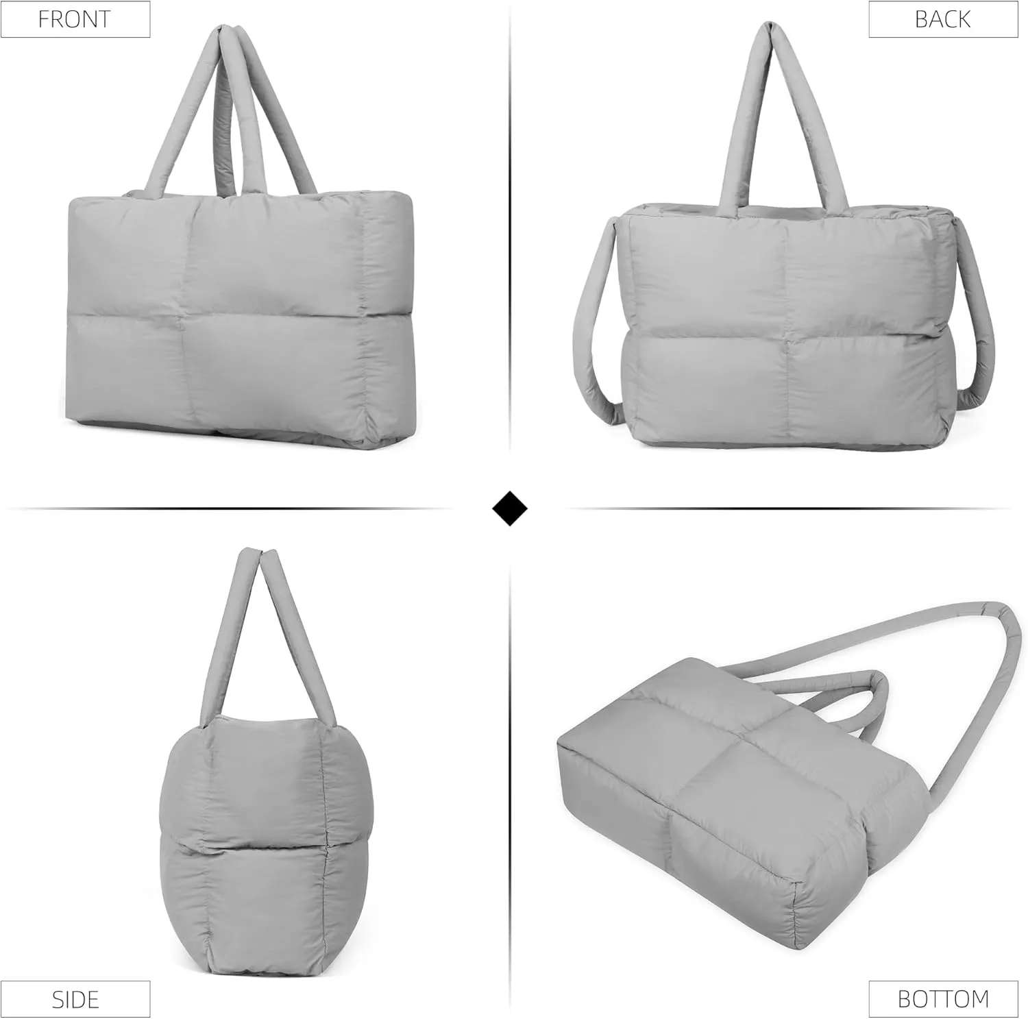 Quilted Puffer Tote Bag for Women Soft Puffy Hobo Crossbody Handbags Purse Lightweight Shoulder Bag