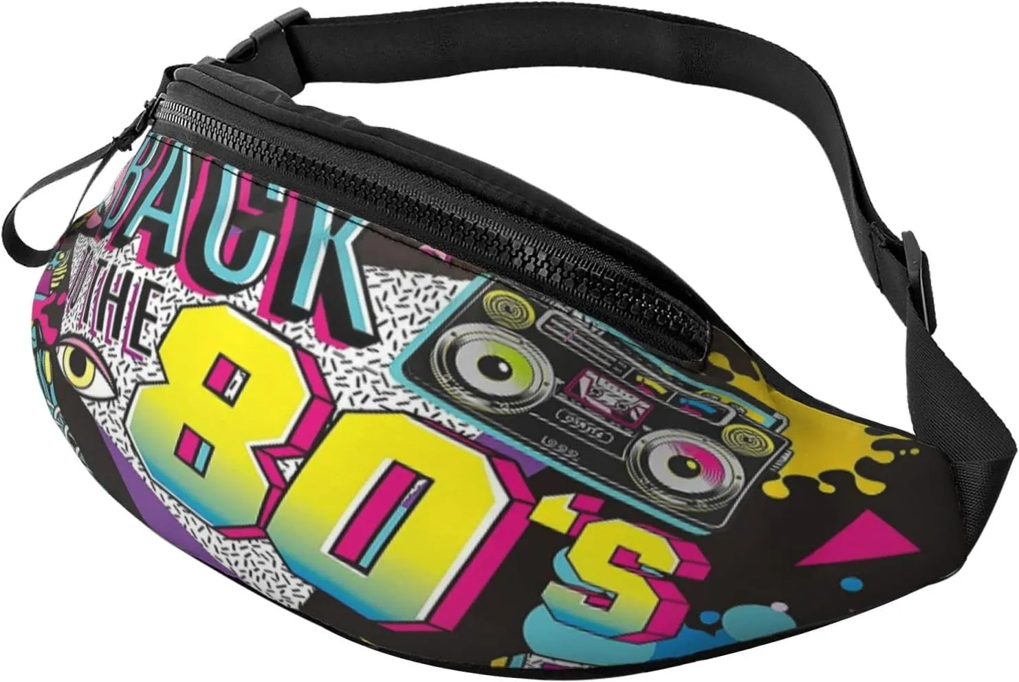 Retro 80s 90s Neon Fashion Style Fanny Pack Men'S And Women'S Adjustable Waist Dai Travel Party Ride Festival Sport Hiking Hip Bag