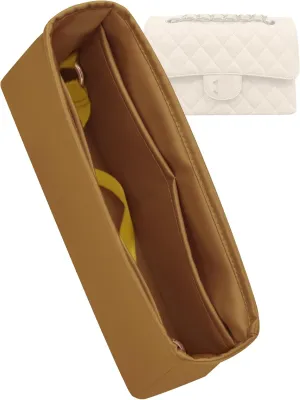 Silk Purse Organizer for Chanel Classic Flap, Insert Bag in Bag, Luxury Handbag Tote Lining, Medium, Biscuit