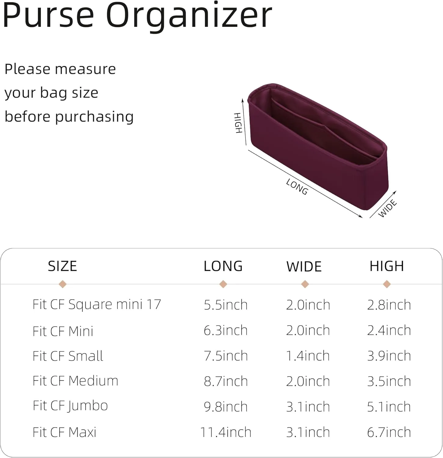 Silk Purse Organizer for Chanel Classic Flap Square/Mini/Small/Medium/Jumbo/Maxi,Insert Bag in Bag,Luxury Handbag Tote Lining Bag Shapers(CF Medium 25,Fuchsia)