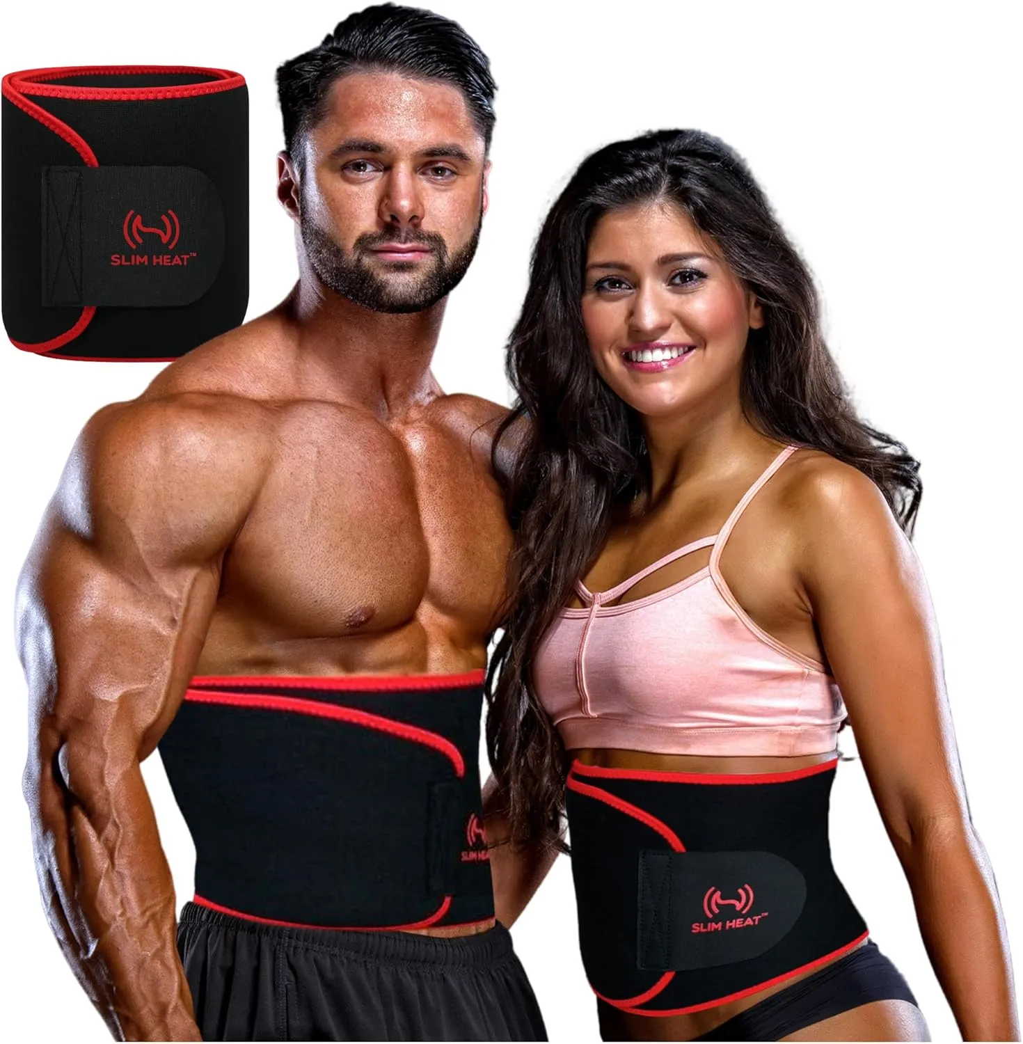 Slim Heat Waist Trimmer - Premium Sweat Enhancing Fitness Belt for Women & Men - Workout Sweat-Enhancing Slimming Wrap Waist Trainer for Stomach - Adjustable Fit Black