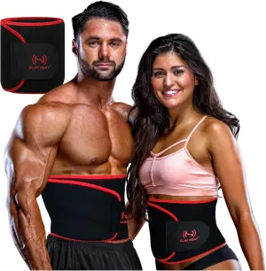 Slim Heat Waist Trimmer - Premium Sweat Enhancing Fitness Belt for Women & Men - Workout Sweat-Enhancing Slimming Wrap Waist Trainer for Stomach - Adjustable Fit Black