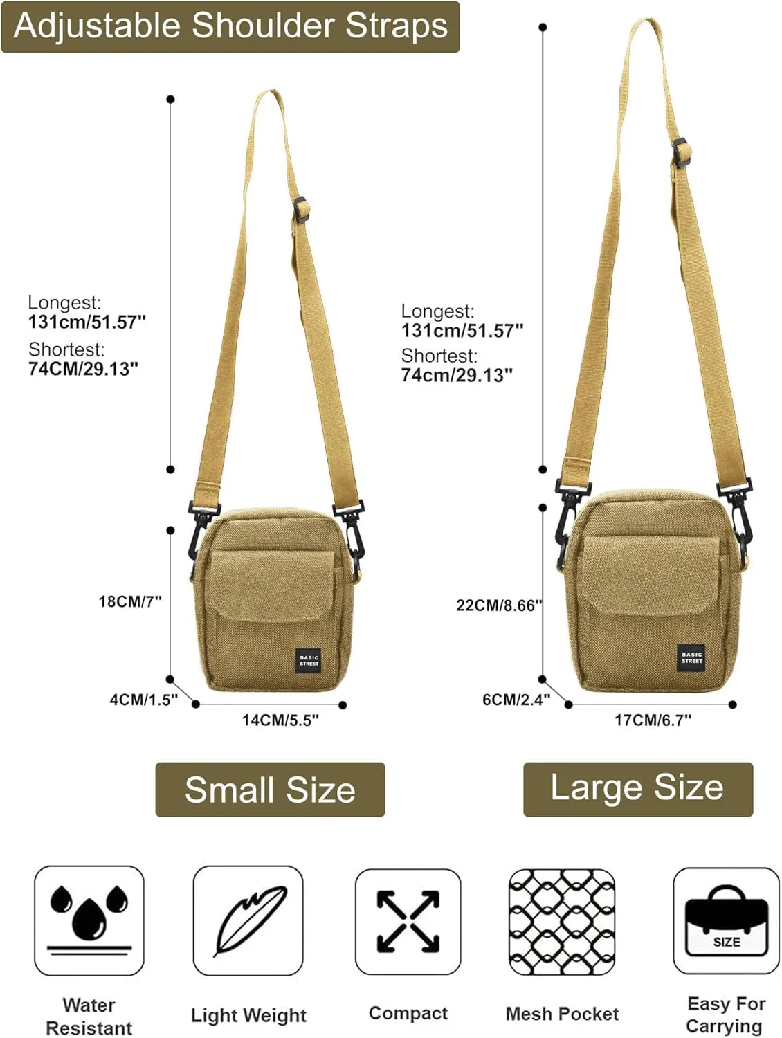 Small Crossbody Bag Side Shoulder Bag For Men, Women Mini Messenger Bag