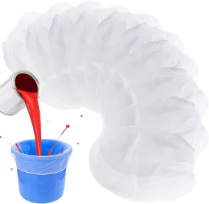 Sukh 10-Pack Paint Filter Bags - 5 Gallon Bucket Strainer with Elastic Drawstring Top Opening Nylon Mesh Filter White Fine Mesh Bag for Gardening