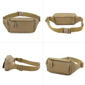 Tactical Fanny Pack Small Military Waist Bag Money Belt Bumbag WR Nylon for Daily Use Travel Hiking Climbing Running (Brown)