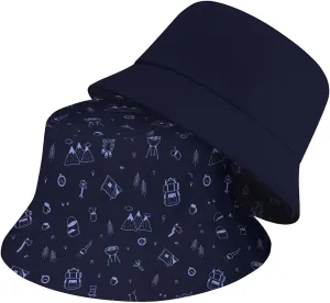 Unisex Print Double Side Wear Summer Reversible Sun Fishing Bucket Hat for Men Women Teens,Tropic Vibes