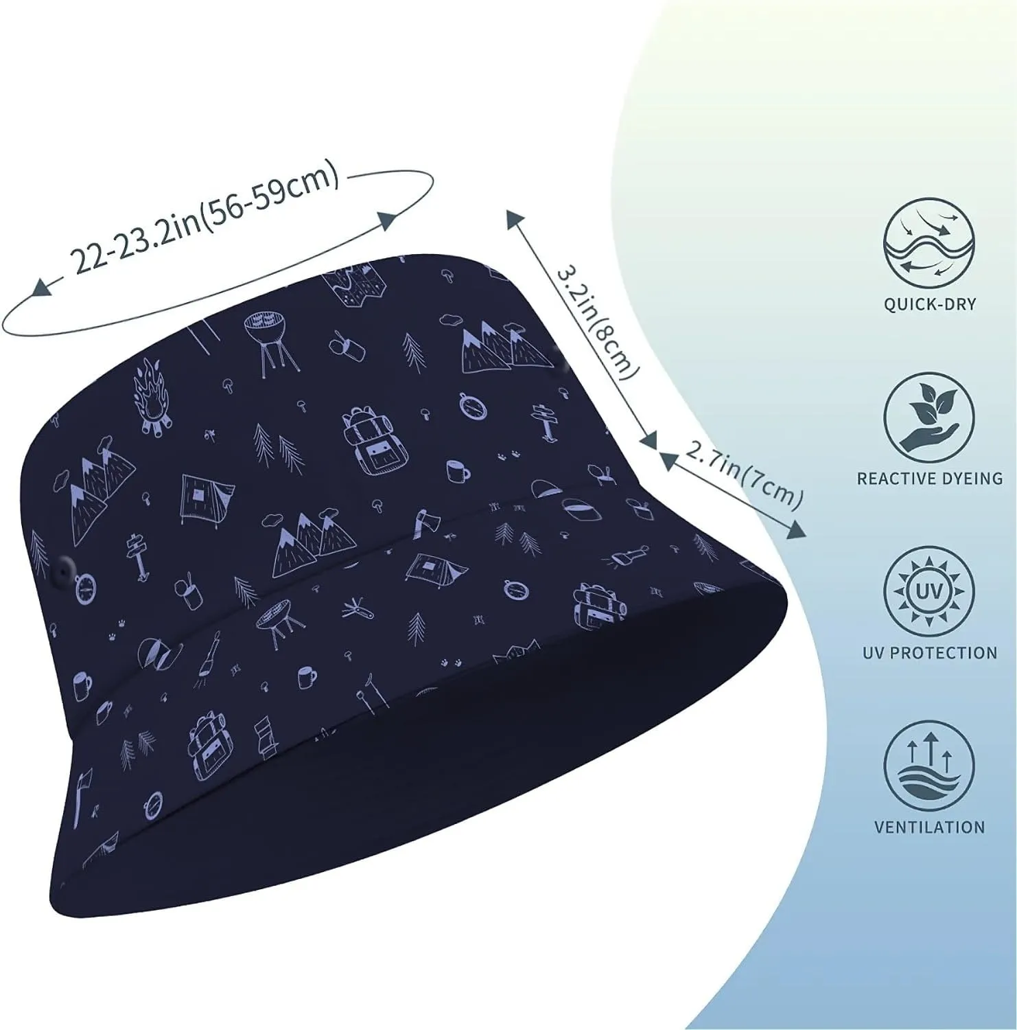 Unisex Print Double Side Wear Summer Reversible Sun Fishing Bucket Hat for Men Women Teens,Tropic Vibes