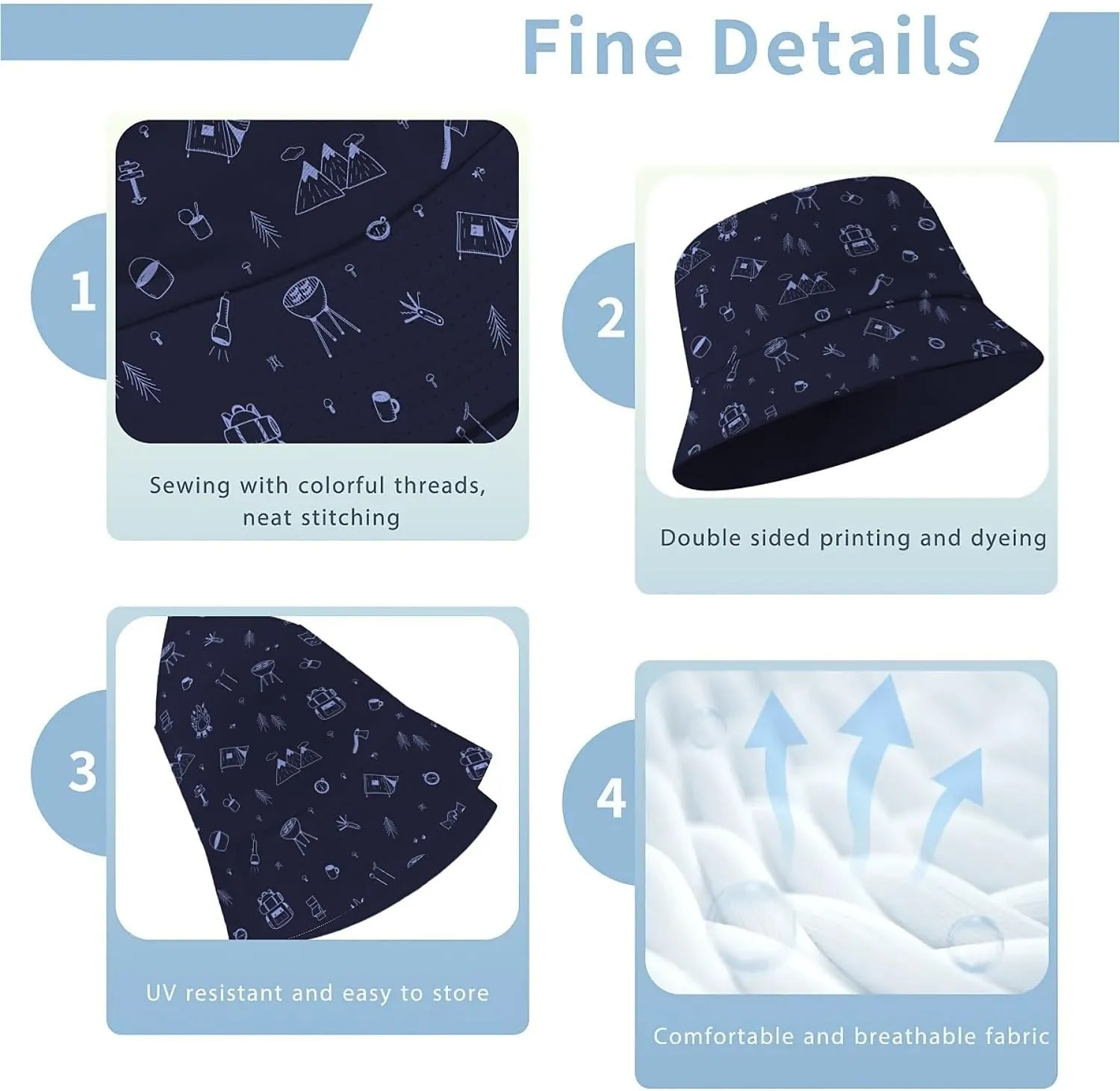 Unisex Print Double Side Wear Summer Reversible Sun Fishing Bucket Hat for Men Women Teens,Tropic Vibes