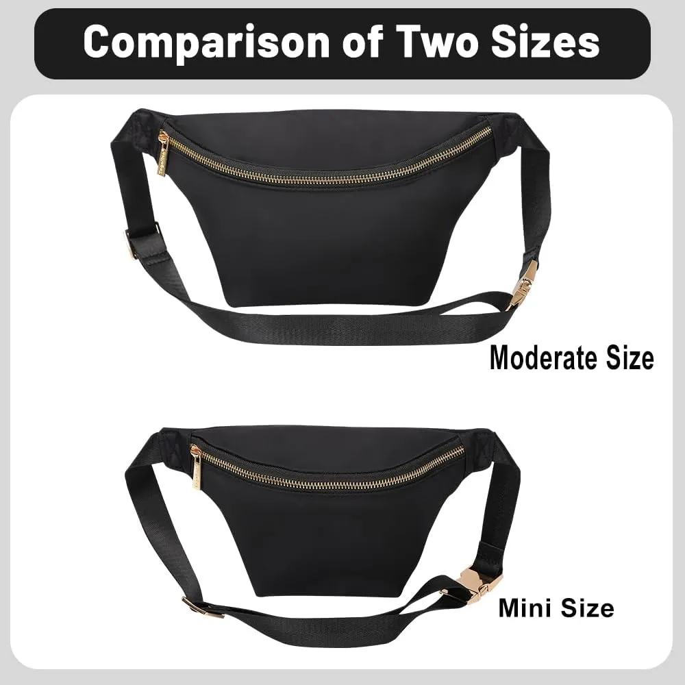 Waist Pack Crossbody Fanny Pack Nylon Belt Bag for Men Women Fashion Cross Body Bag (Black)