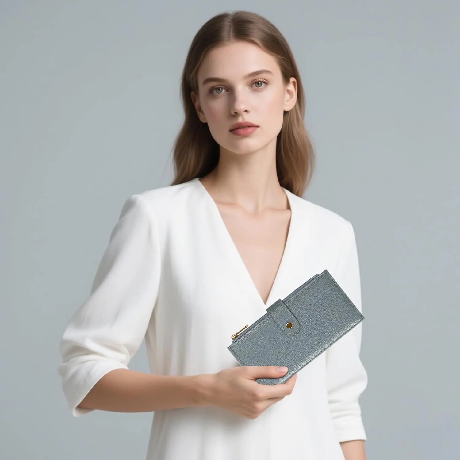 Wallet Women RFID Blocking Leather Large Bifold Multi Card Purse with Zipper Pocke Credit Card Holder
