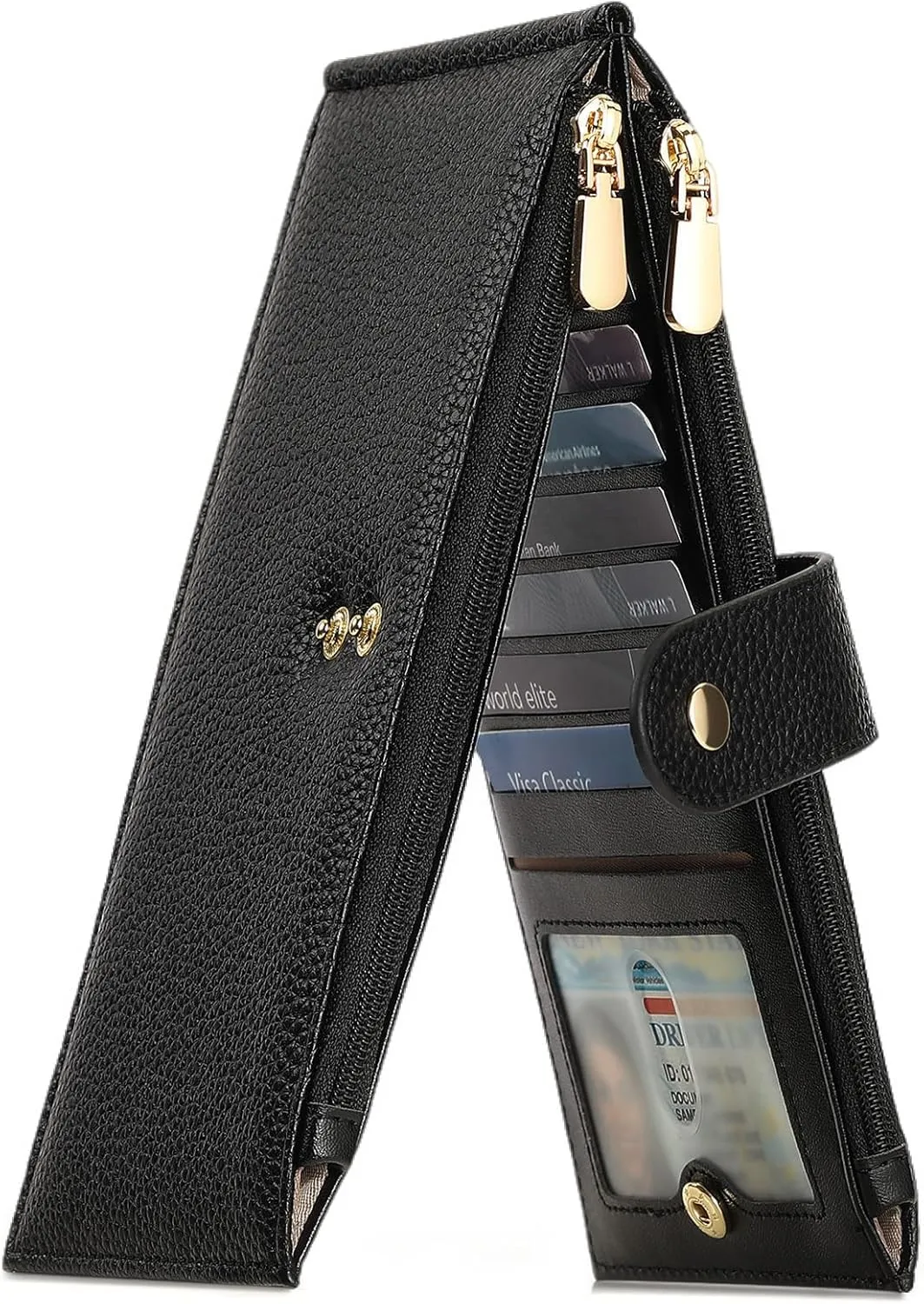 Wallet Women RFID Blocking Leather Large Bifold Multi Card Purse with Zipper Pocke Credit Card Holder
