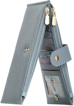 Wallet Women RFID Blocking Leather Large Bifold Multi Card Purse with Zipper Pocke Credit Card Holder