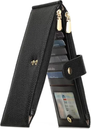 Wallet Women RFID Blocking Leather Large Bifold Multi Card Purse with Zipper Pocke Credit Card Holder