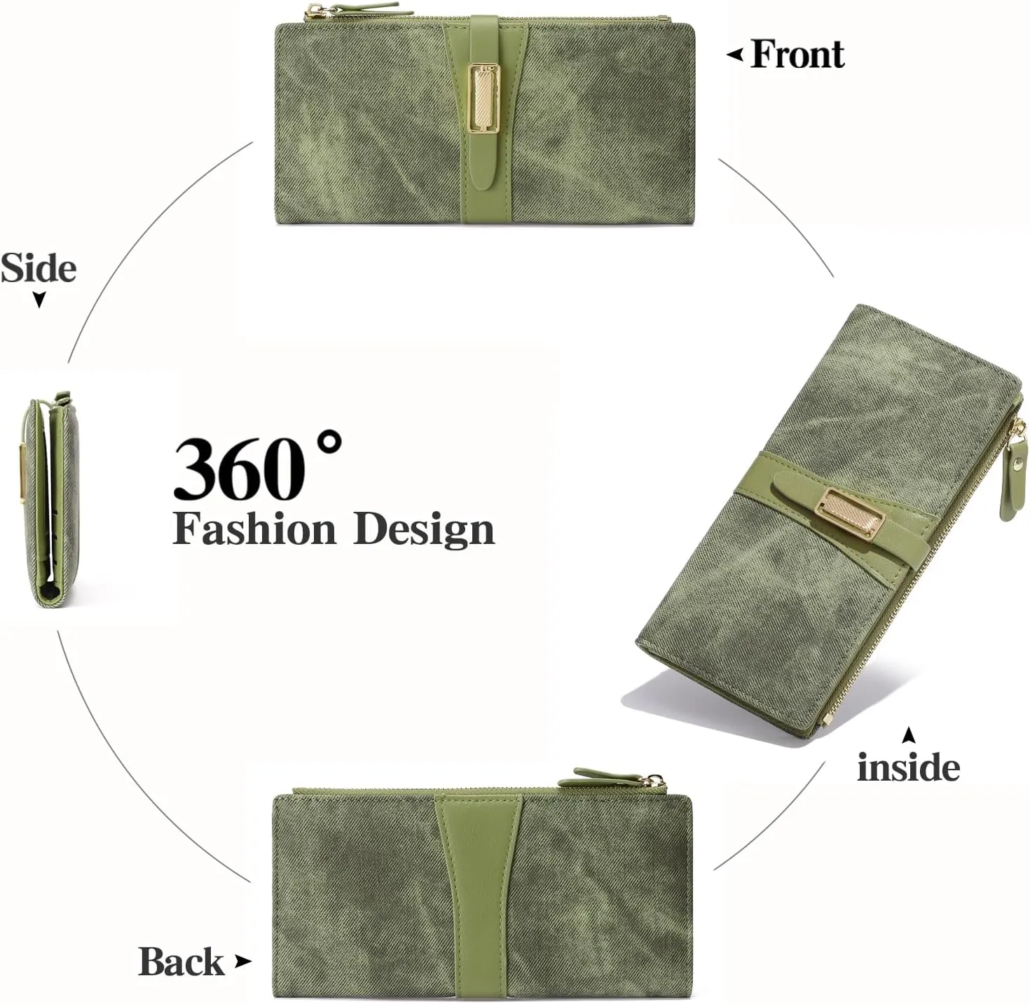 Wallets for Women Leather Large Size RFID Blocking Bifold Multi Card Wallet Case Credit Card Holder for Women with Zipper Pocket