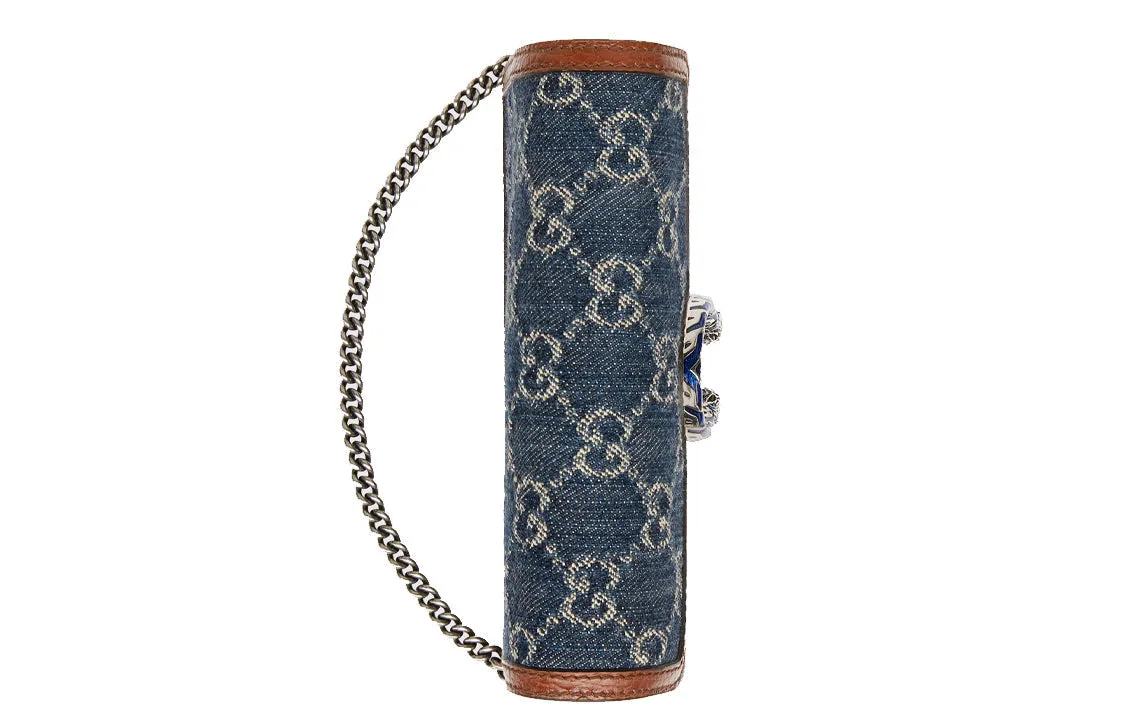(WMNS) GUCCI Dionysus Logo Denim Messenger Bag Gray Blue / Brown Retro