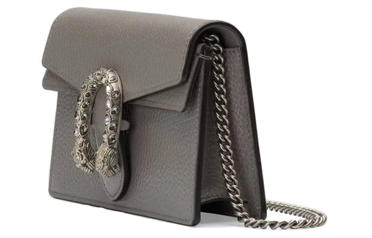 (WMNS) GUCCI Dionysus Tiger Head Leather Chain Shoulder Messenger Bag Mini Gray Classic