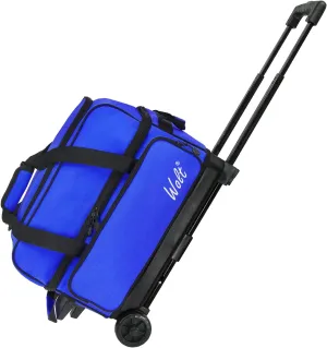 WOLT Double Roller 2 Ball Bowling Bag with Separate Shoe Compartment, Large Capacity Bowling Ball Bag with Accessory Pocket, Retractable Handle extends to 40"